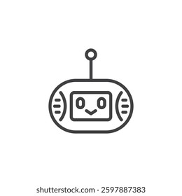 Chatbot Head line icon. linear style sign for mobile concept and web design. AI robot face with antenna outline vector icon. Symbol, logo illustration. Vector graphics