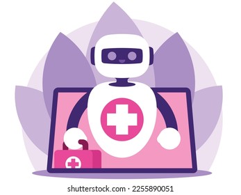 Chatbot in healthcare. Support automated technologies in healthcare. Vector graphics