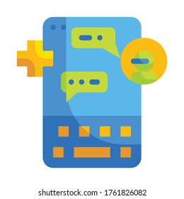 Chatbot healthcare  and Technology Flat icon. Medical Technology Concept.