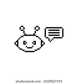   chatbot icon 8 bit, pixel art icon  for game  logo. 
