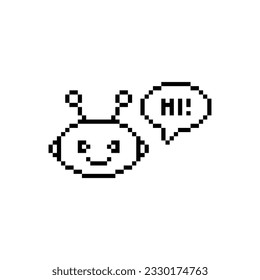   chatbot icon 8 bit, pixel art icon  for game  logo. 