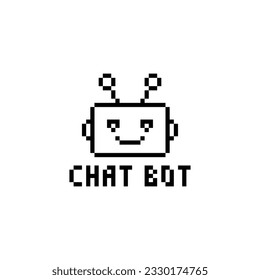   chatbot icon 8 bit, pixel art icon  for game  logo. 