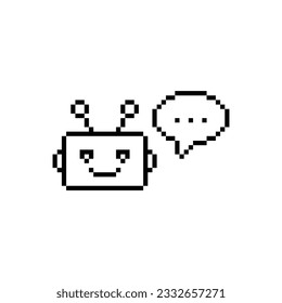   chatbot icon 8 bit, pixel art icon  for game  logo. 