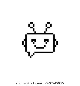   chatbot icon 8 bit, pixel art icon  for game  logo. 