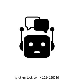 Chatbot icon in black. Online support. Vector on isolated white background. EPS 10