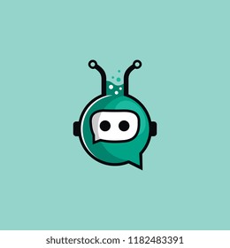 Chatbot icon. Boot logo logo concept. Robot head in a bottle of LAB. Online support service bot. Modern flat illustration, funny robot. Vector modern illustration cartoon characters. LAB bubble file. 