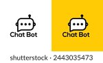 Chatbot icon. Bot sign design. Chat bot logo concept. Robot head in speech bubble. Online customer support service bot logo, UI UX element for web design. Virtual smart assistant. AI Robot silhouette.