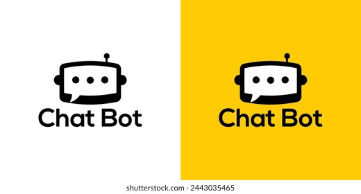 Chatbot icon. Bot sign design. Chat bot logo concept. Robot head in speech bubble. Online customer support service bot logo, UI UX element for web design. Virtual smart assistant. AI Robot silhouette.