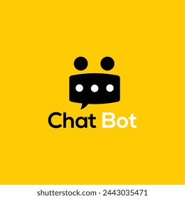 Icono de chatbot. Diseño de señales bot. Concepto de logotipo de bot de chat. Cabeza de robot en la burbuja del habla. Servicio de atención al cliente en línea bot logo, UI UX elemento para el diseño web. Asistente inteligente virtual. Silueta de AI Robot.