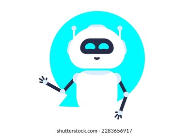 Chatbot icon. Chat bot logo concept. Robot head in speech bubble, isolated on white background. Support service bot. Robot virtual assistance of website or mobile applications. Vector illustration