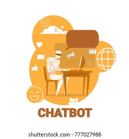 Chatbot Icon Chatter Bot Robot Support Modern Technology Concept Vector Illustration