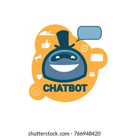 Chatbot Icon Concept Support Robot Technology Digital Chat Bot Application Vector Illustration