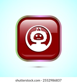 Ilustración de diseño de icono de chatbot, Chat conversation icon, Servicio de Asistencia en línea bot sign, Diseño de Botón cuadrado de color rojo