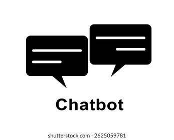 Icono del chatbot aislado en el fondo blanco. Silueta del robot de la IA.
