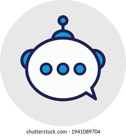Chatbot icon, line chat bot, AI dialog assistant, app support symbol vector design. Great for mobile app, web design, etc.