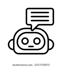 Icono de robot de charla. Color del vector de línea editable