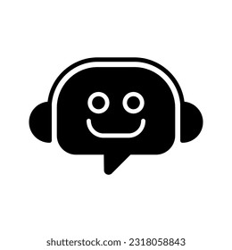 Icono de robot de charla. Color del vector de línea editable