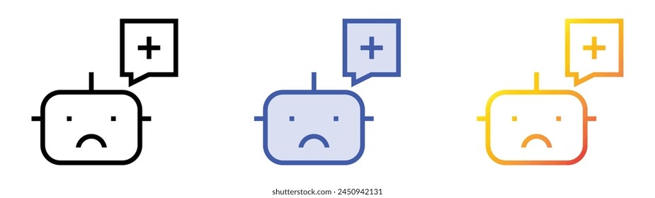 chatbot icon. Linear, Blue Fill and Gradient Style Design Isolated On White Background