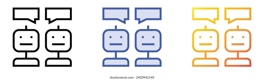 chatbot icon. Linear, Blue Fill and Gradient Style Design Isolated On White Background