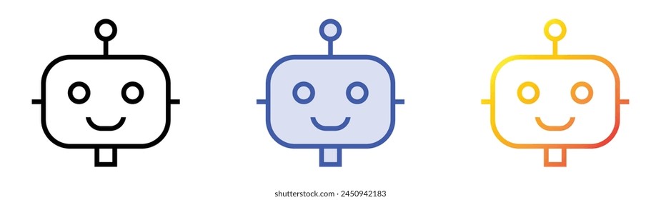 icono de chatbot. Diseño de estilo de relleno lineal, azul y degradado aislado sobre fondo blanco