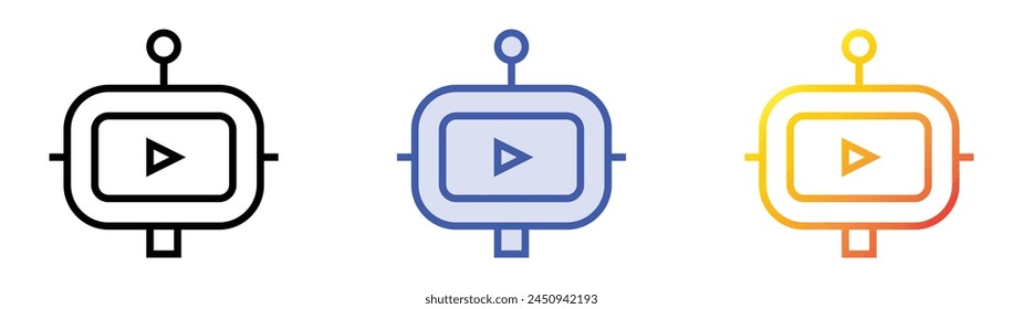 Chatbot-Symbol. Lineares, blaues Füllungs- und Verlaufsstil-Design auf weißem Hintergrund