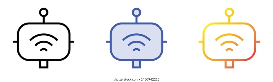 icono de chatbot. Diseño de estilo de relleno lineal, azul y degradado aislado sobre fondo blanco