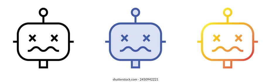 icono de chatbot. Diseño de estilo de relleno lineal, azul y degradado aislado sobre fondo blanco