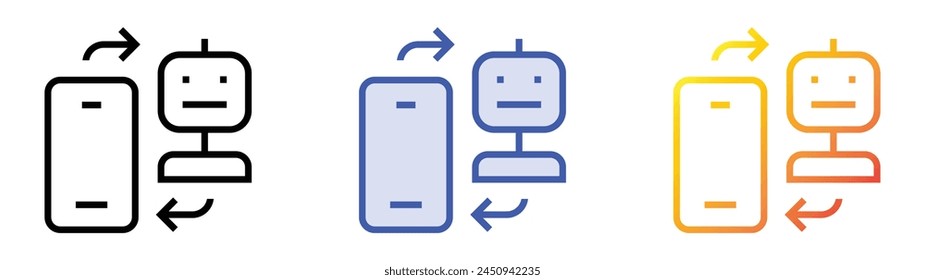 icono de chatbot. Diseño de estilo de relleno lineal, azul y degradado aislado sobre fondo blanco