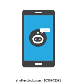 Chatbot icon on mobile screen. Vector. Isolate on white background.