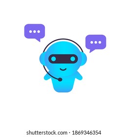 Chatbot icon. Online assistant bot landing page template. Dialog, message. Technical support. For web page. Vector on isolated white background. EPS 10