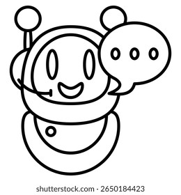 Chatbot icon represented by buble chat, robot Line style.