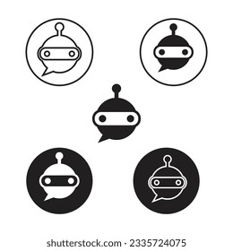 Chatbot icon set. Business support talks ai chat bot line vector symbol. suitable for mobile app, and website UI design.