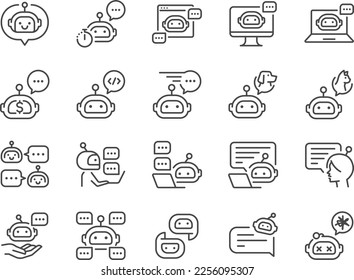 Chatbot icon set. Included the icons as chat, bot, ai, robot, automatic, and more.