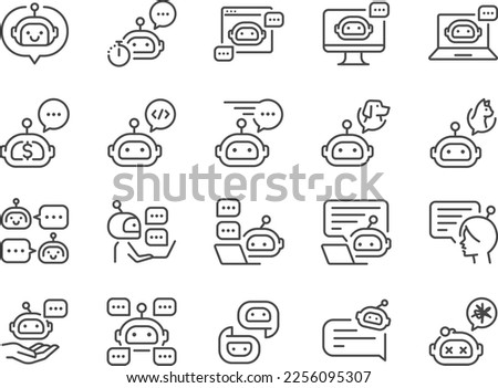 Chatbot icon set. Included the icons as chat, bot, ai, robot, automatic, and more.