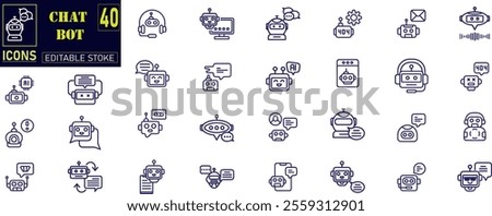ChatBot icon set. Included the icons as Chat Assistant, Virtual Helper icons . 
