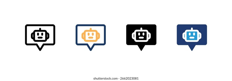O ícone Chatbot define várias coleções de estilos. Ilustração vetorial.