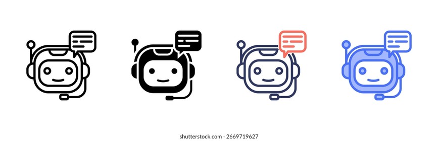 Ícone do Chatbot define uma coleção de vários estilos