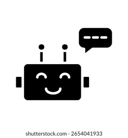 Chatbot-Symbol. Unterstützt Bot. Roboter mit Headset. Das Symbol für eine sofortige Antwort vom Support-Service. Vektorgrafik einzeln auf weißem Hintergrund. Bearbeitbarer Strich. Vektor eps 10
