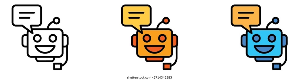 Ícone Chatbot vetor. iniciativas de atendimento ao cliente, símbolo de soluções AI. ilustração vetorial.