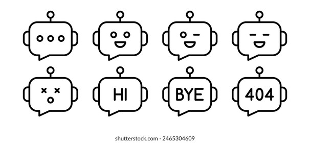 Chatbot icon vector set. Ai bot with message symbol