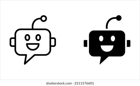 Conjunto de Vectores de iconos de chatbot. Ai bot con símbolo de mensaje sobre fondo blanco