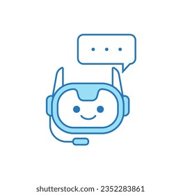 Chatbot Icon or Virtual Assistant Icon Design with Bubble Speech and Headset Icon