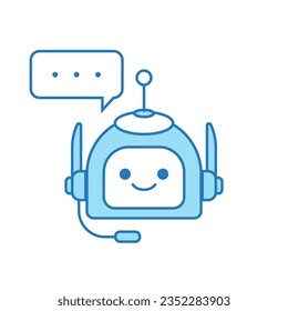 Chatbot Icon or Virtual Assistant Icon Design with Bubble Speech and Headset Icon