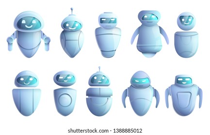 Chatbot icons set. Cartoon set of chatbot vector icons for web design
