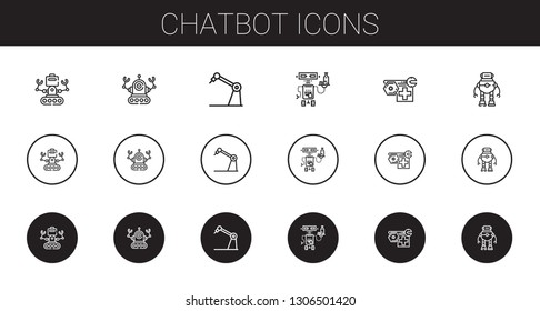 chatbot icons set. Collection of chatbot with robot. Editable and scalable chatbot icons.