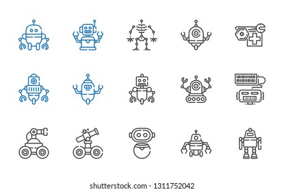 chatbot icons set. Collection of chatbot with robot. Editable and scalable chatbot icons.
