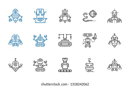 chatbot icons set. Collection of chatbot with robot. Editable and scalable chatbot icons.