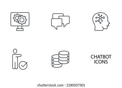 Iconos de chatbot configurados .  Símbolo de paquete de chatbot elementos vectoriales para web infográfica