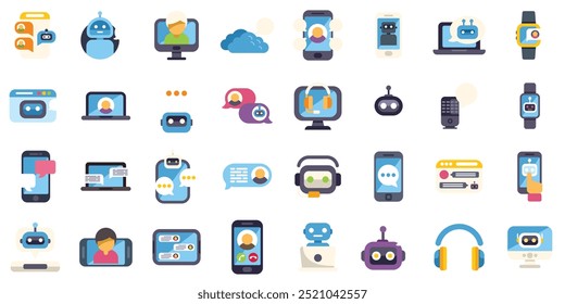 Chatbot icons showing communication with artificial intelligence