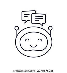 Ilustración de chatbot, concepto de tecnología AI moderna, gráfico de chatbot vectorial, icono de asistente digital futurista, icono de chatbot conversacional, icono de línea vectorial de chatbot inteligente con trazo editable